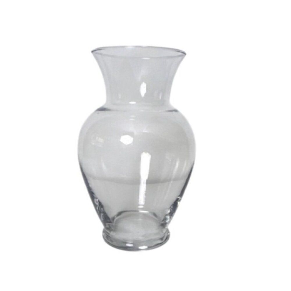 Clear Glass Flower Vase With Wide Flared Rim & Sturdy Base